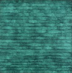 Kompozycja kwadratowa. Obraz namalowany farbą akrylową na płótnie w kolorystyce zielonej. Całą powierzchnię zajmują poziome pasy zielonej farby uzyskane przez szczelne pokrywanie powierzchni obrazu krótkimi pionowymi pociągnięciami pędzla. Natężenie odcie