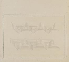 Karta z dwoma rysunkami wykonanymi ołówkiem na papierze milimetrowym. Rysunki ukazują przebiegi linii ciągłej załamującej się wielokrotnie pod kątem prostym. Na marginesie rysunku, w prawym dolnym rogu, umieszczona jest data 