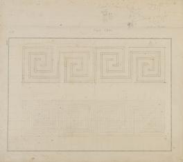 Karta z dwoma rysunkami wykonanymi ołówkiem ukazującymi przebieg linii ciągłej załamującej się wielokrotnie pod kątem prostym.