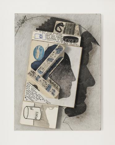  Ray Johnson, Untitled (Hockney and Duchamp Profiles with Puck Drawing) / Bez tytułu (Profile Hockneya i Duchampa z rysunkiem krążka)