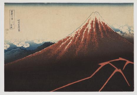  Katsushika Hokusai, Burza na stoku góry