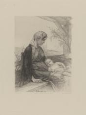 Matka siedząca z dzieckiem na kolanach