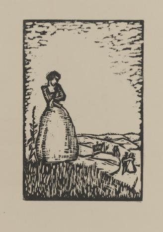  Franz Gaudeck, Dziewczyna stojąca na tle krajobrazu