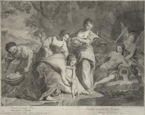 Tetyda zanurza Achillesa w wodach Styksu