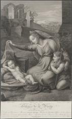 Matka Boska ze śpiącym Dzieciątkiem i świętym Janem na tle ruin