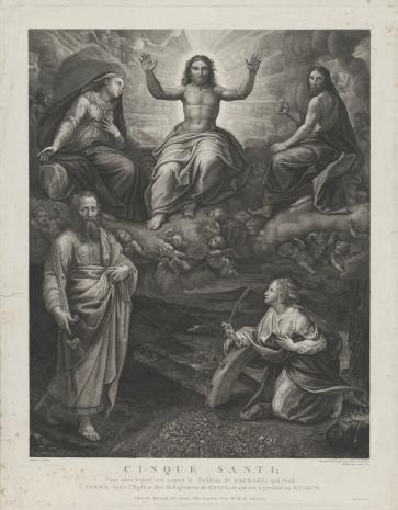  Jean Baptiste Louis Mł. Massard, Chrystus w otoczeniu Najświętszej Marii Panny i św. Jana Chrzciciela oraz stojących niżej św. Pawła i św. Katarzyny Aleksandryjskiej