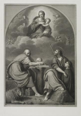  Pietro Bettelini, Dwaj Ewangeliści: św. Marek i św. Mateusz, w górze Matka Boska z Dzieciątkiem
