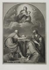 Dwaj Ewangeliści: św. Marek i św. Mateusz, w górze Matka Boska z Dzieciątkiem