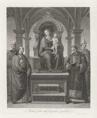 Matka Boska z Dzieciątkiem siedząca na tronie w otoczeniu czterech świętych