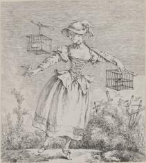 Dziewczyna z dwiema klatkami na ptaki