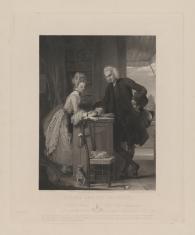 Pisarz angielski Laurence Sterne i sprzedawczyni rękawiczek