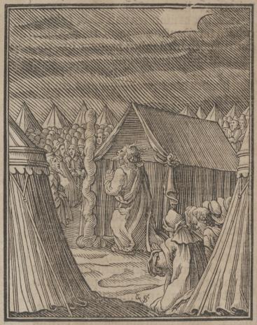  Christoph Młodszy Sichem, Słup obłokowy staje przed namiotem Mojżesza