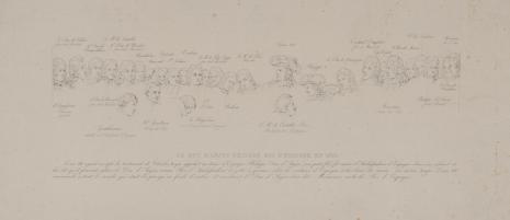  nieznany, Szkice postaci do ryciny przestawiającej obwołanie Filipa ks. Anjou królem Hiszpanii 1700 r.