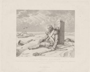 Umierający żołnierz napoleoński, w czasie odwrotu spod Moskwy 1812