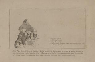 Szkic postaci z fragmentu ryciny przedstawiającej Wygnanie Heliodora ze świątyni: Juliusz Marc-Antonio Raimondi, Giulio Romano