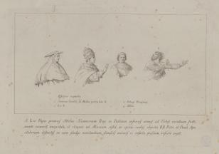 Szkice czterech postaci do ryciny przedstawiającej Spotkanie Leona z Attylą