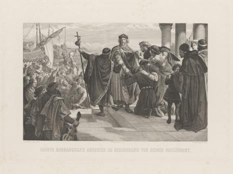 Ludwig Friedrich, Cesarz Fryderyk Barbarossa żegna w Ratyzbonie swą rodzinę wyruszając na wyprawę krzyżową