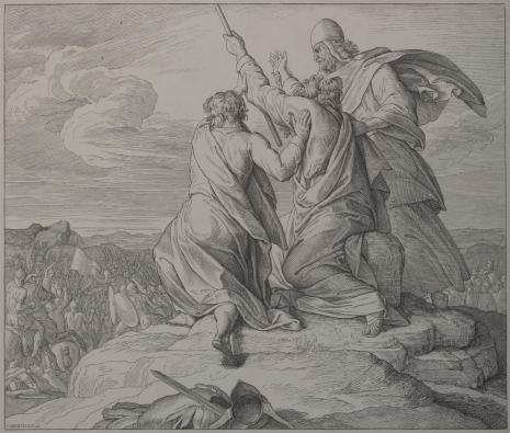  Franz Obermann, Mojżesz modli się o zwycięstwo Izraelitów nad Amalekami w bitwie pod Rephidim