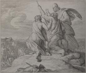 Mojżesz modli się o zwycięstwo Izraelitów nad Amalekami w bitwie pod Rephidim