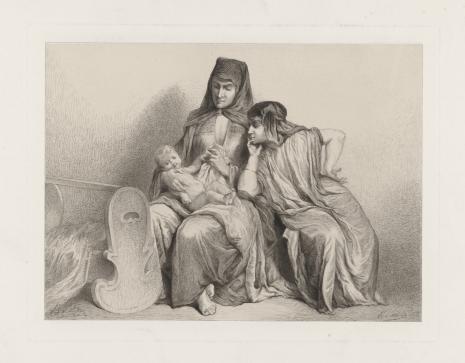 Edmond Hédouin, Dwie wieśniaczki tureckie[?] przy kołysce dziecka