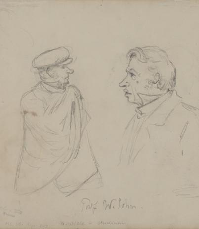  August von Wille, 1. Autoportret przed sztalugami 2. Karykatura prof. Sohna