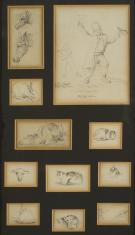 Studia zwierząt i postaci ludzkich (11 rysunków)