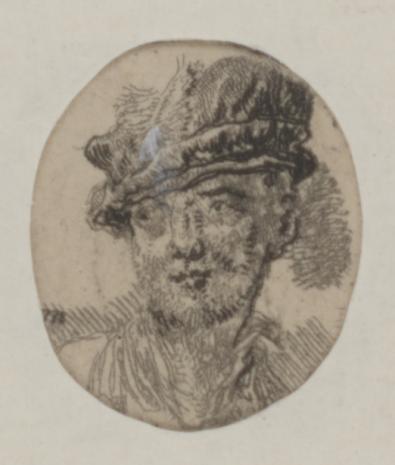  Jan Piotr Norblin de la Gourdaine, Głowa mężczyzny w berecie z piórem