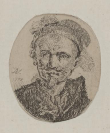  Jan Piotr Norblin de la Gourdaine, Popiersie mężczyzny w kołpaku z piórem