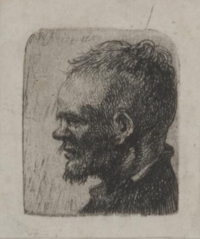  Jan Piotr Norblin de la Gourdaine, Głowa męska z zadartym nosem i szczeciniastymi wąsami