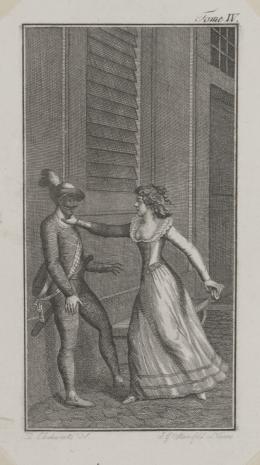  Joseph Georg Mansfeld, Mężczyzna w masce i kobieta. (Ilustracja do niezidentyfikowanego wydawnictwa).