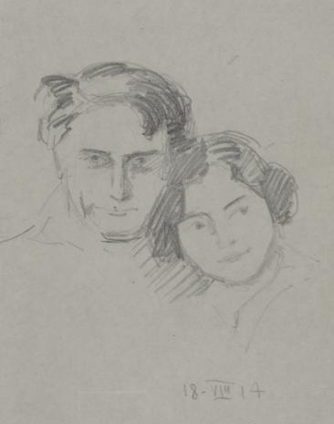  Hugo Troendle, Szkic portretowy głów mężczyzny i kobiety