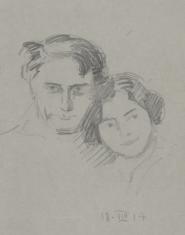 Szkic portretowy głów mężczyzny i kobiety