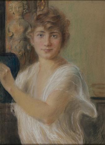  Teodor Axentowicz, Portret dziewczyny w białej sukni