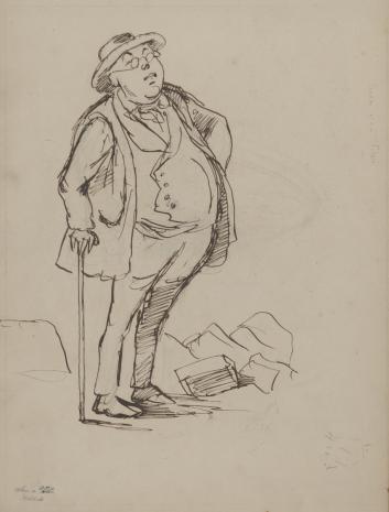  August von Wille, Mężczyzna wsparty na lasce - karykatura