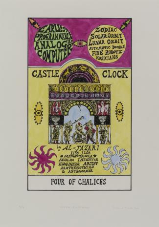  Suzanne Treister, HEXEN 2.0/Tarot/Four of Chalices - Castle Clock / HEXEN 2.0/Tarot/Czwórka Kielichów - Zegar Zamkowy