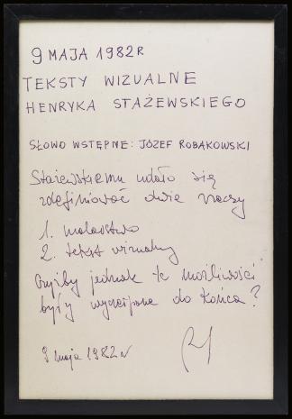  Józef Robakowski, Teksty wizualne Henryka Stażewskiego