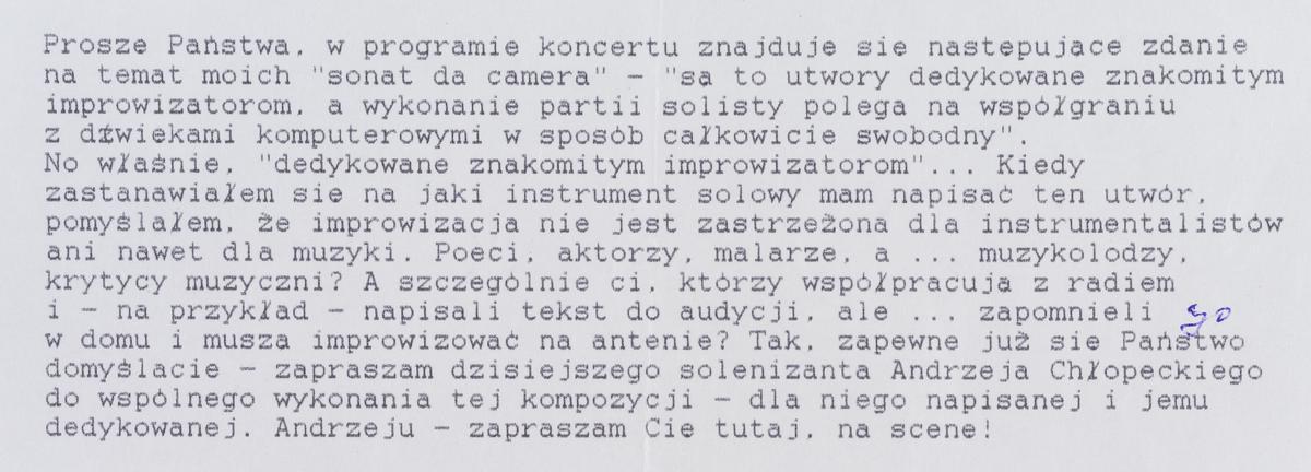  Krzysztof Knittel, Sonata da camera nr 8 dla Andrzeja Chłopeckiego
