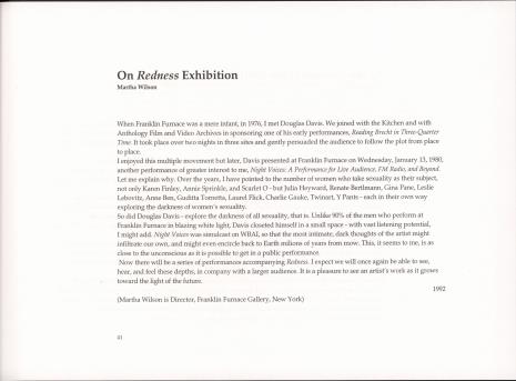 Douglas Davis : redness : czerwień : Muzeum Sztuki, Łódź, luty 1995
