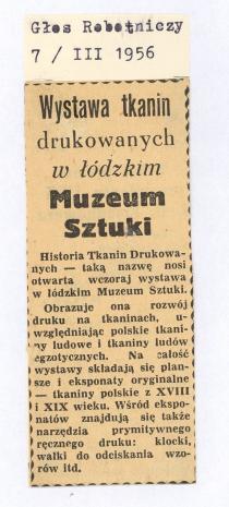 Wystawa tkanin drukowanych w łódzkim Muzeum Sztuki