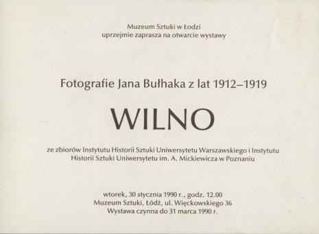 [Zaproszenie] Fotografie Jana Bułhaka z lat 1912-1919. Wilno