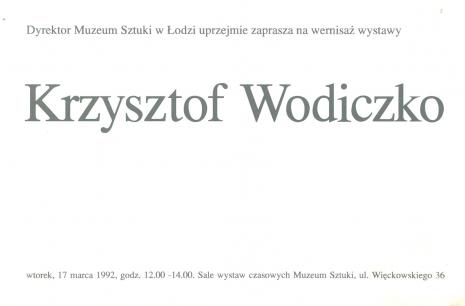 [Zaproszenie] Krzysztof Wodiczko [...]