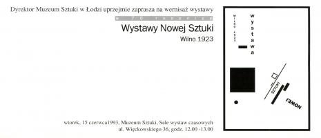 [Zaproszenie] w 70 rocznicę Wystawy Nowej Sztuki. Wilno 1923 [...]