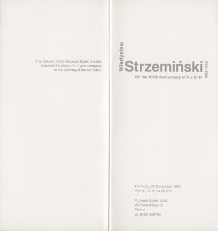 [Zaproszenie] Władysław Strzemiński 1893-1952. On the 100th Anniversary of His Birth [...]