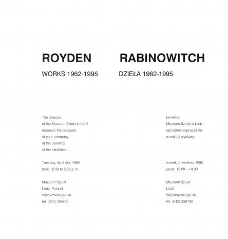 [Zaproszenie] Royden Rabinowitch. Dzieła 1962 - 1995/ Works 1962 - 1995 [...]