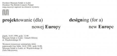 [Zaproszenie] projektowanie (dla) nowej Europy/ designing (for a) new Europe [...]