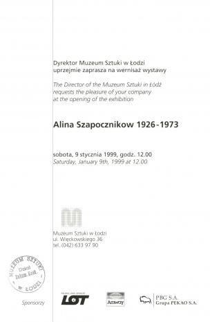[Zaproszenie] Alina Szpocznikow 1926 - 1973 [...]