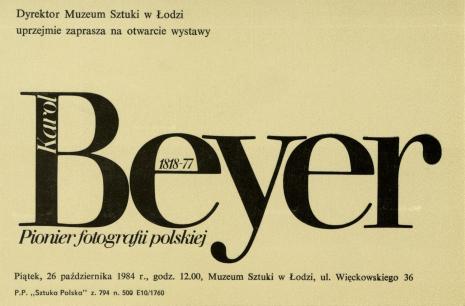 [Zaproszenie] Karol Beyer 1818 - 1877. Pionier fotografii polskiej [...]