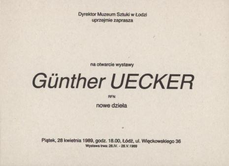 [Zaproszenie] Günther Uecker RFN nowe dzieła [...]
