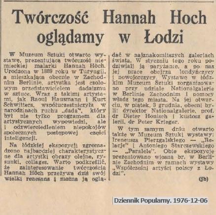 Twórczość Hannah Hoch oglądamy w Łodzi