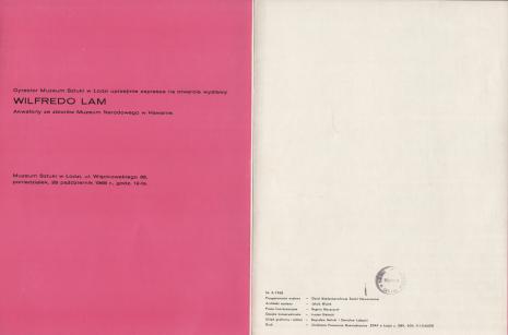 [Folder/Katalog] Wlfredo Lam. Akwaforty ze zbiorów Muzeum Narodowego w Hawanie [...]